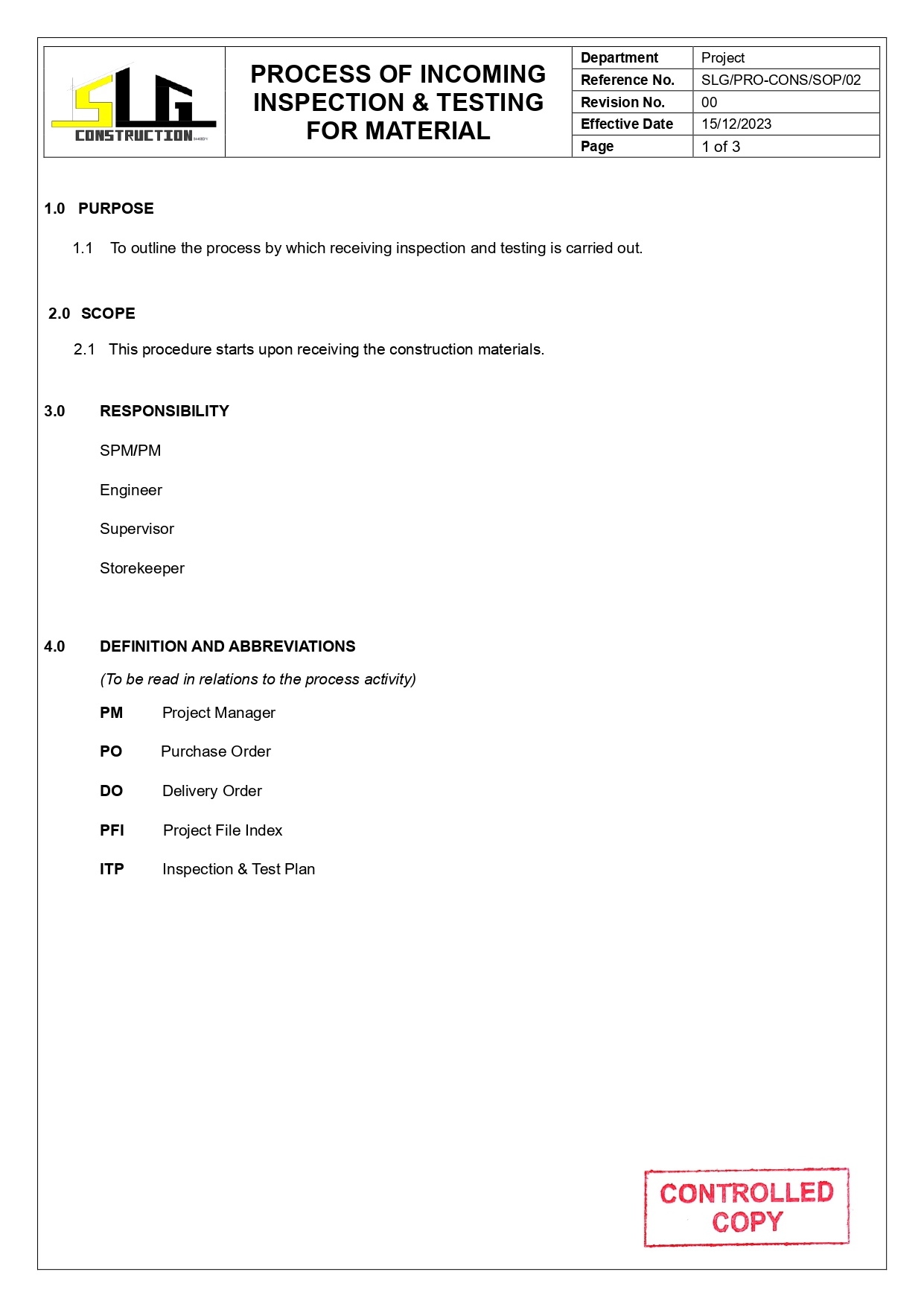 SLG-PRO-SOP Page 1